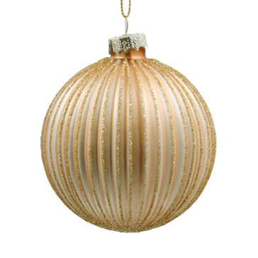 Gold Ribbed Glass Bauble