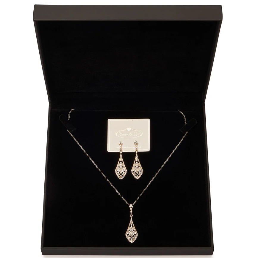 Vintage Pendant and Necklace Set with Box