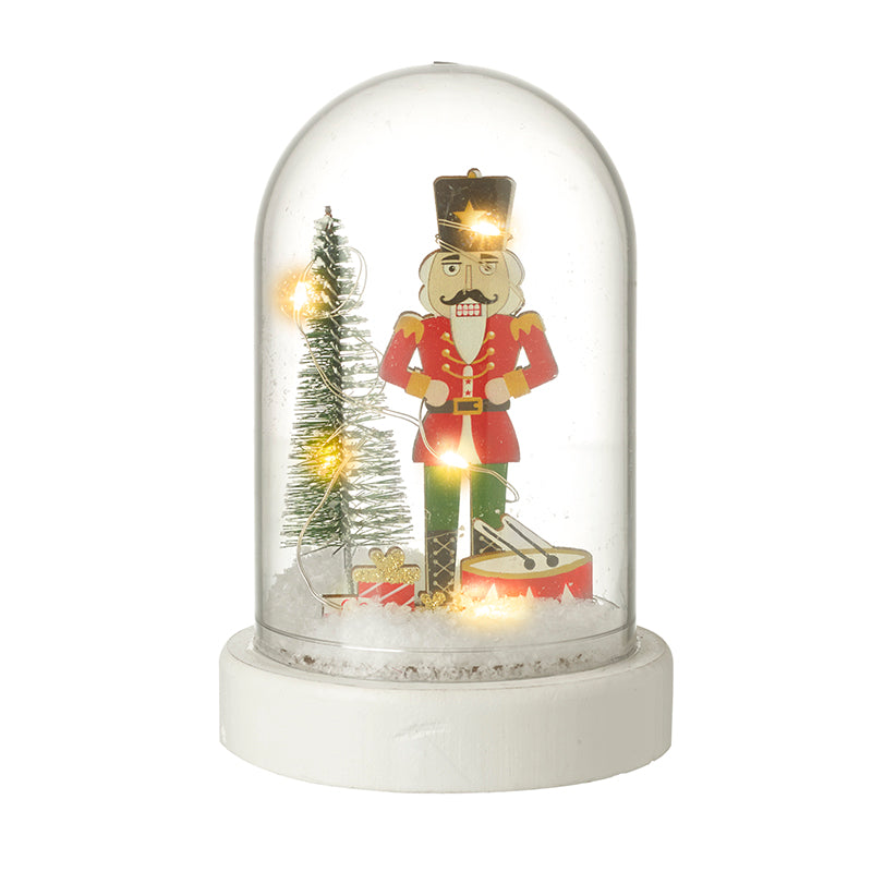 Light Up Nutcracker in Glass Dome