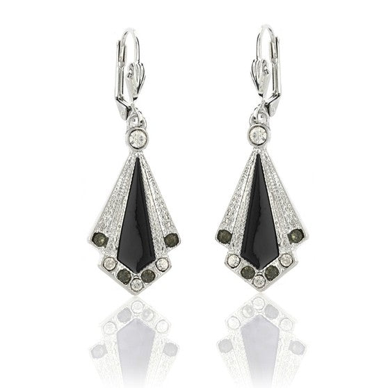Vintage Art Deco Earrings - Black