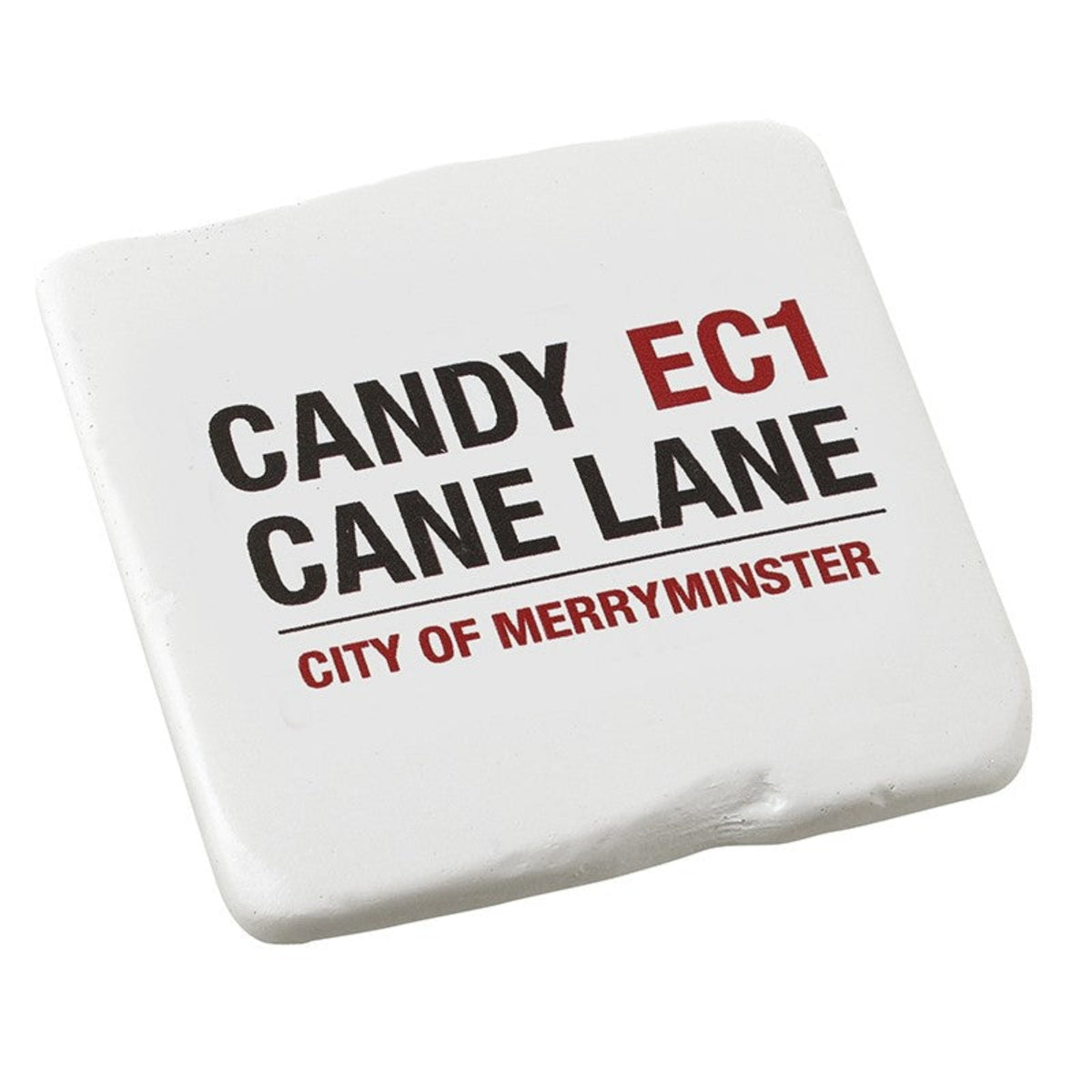 White Resin Candy Cane Lane Coaster