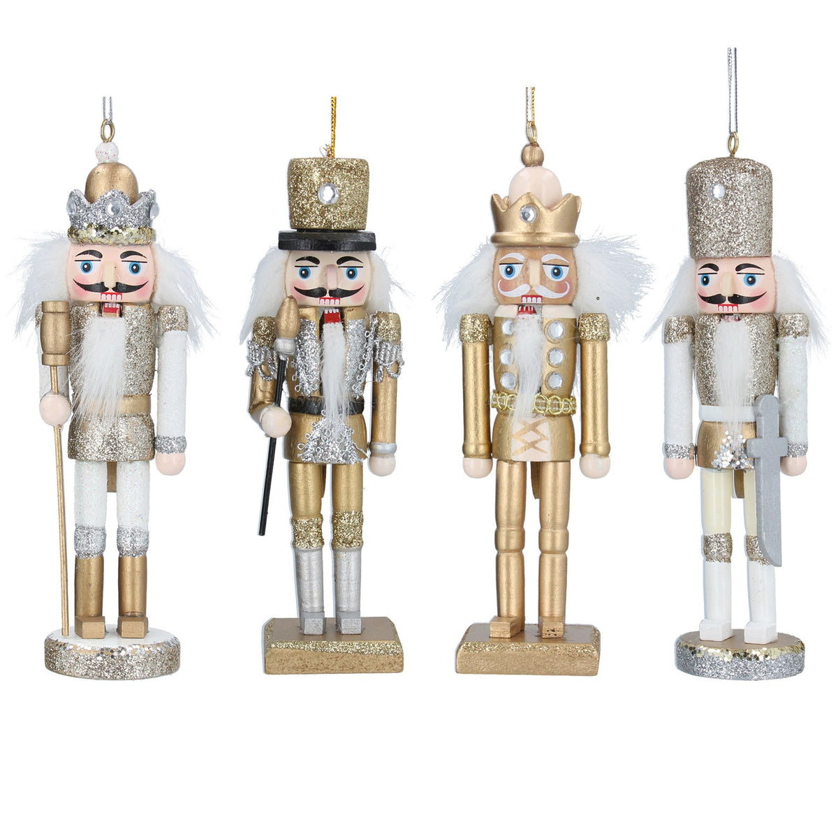 Gold/Silver Glitter Wood Nutcracker Decoration