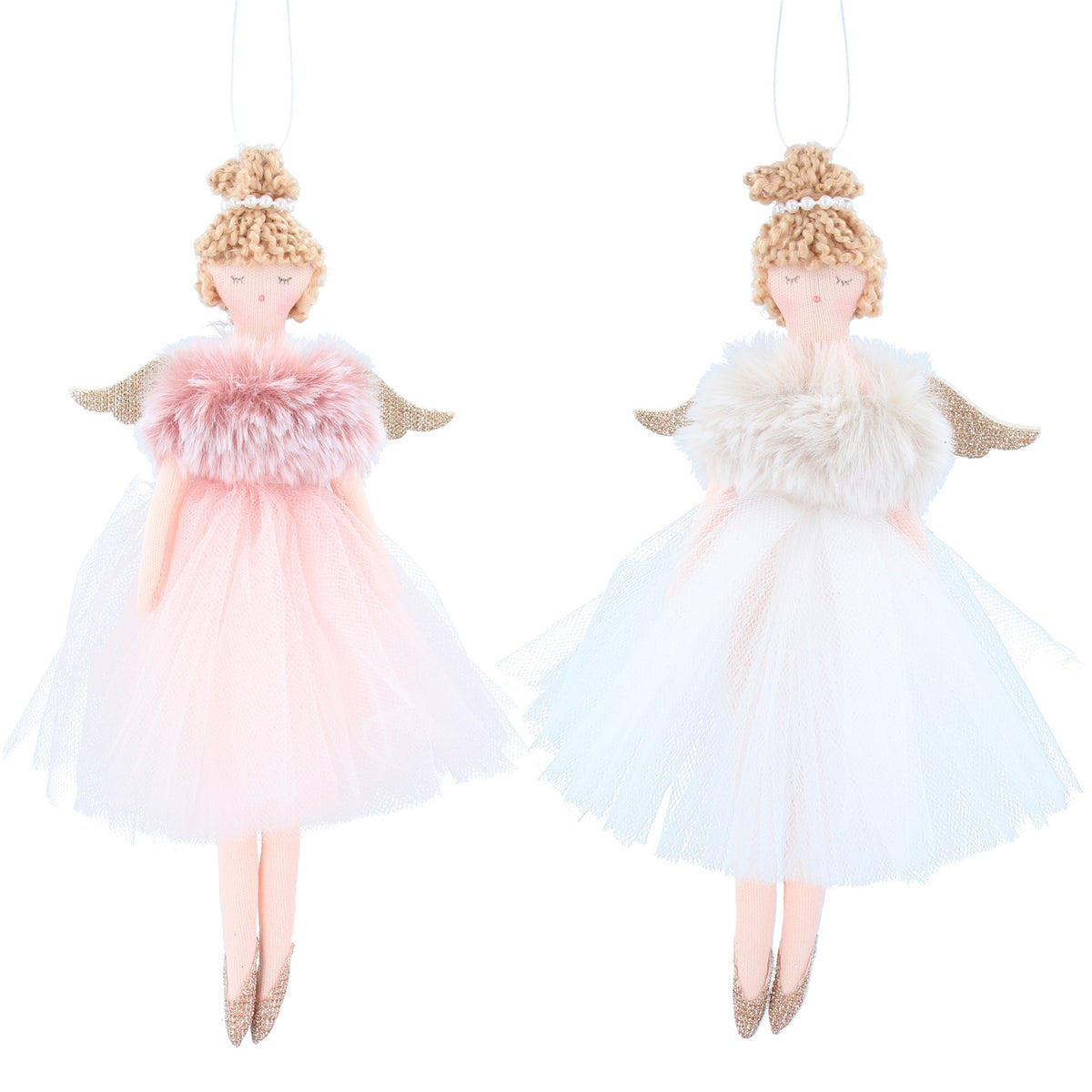 Faux Fur Fabric Fairies (Pink/White)