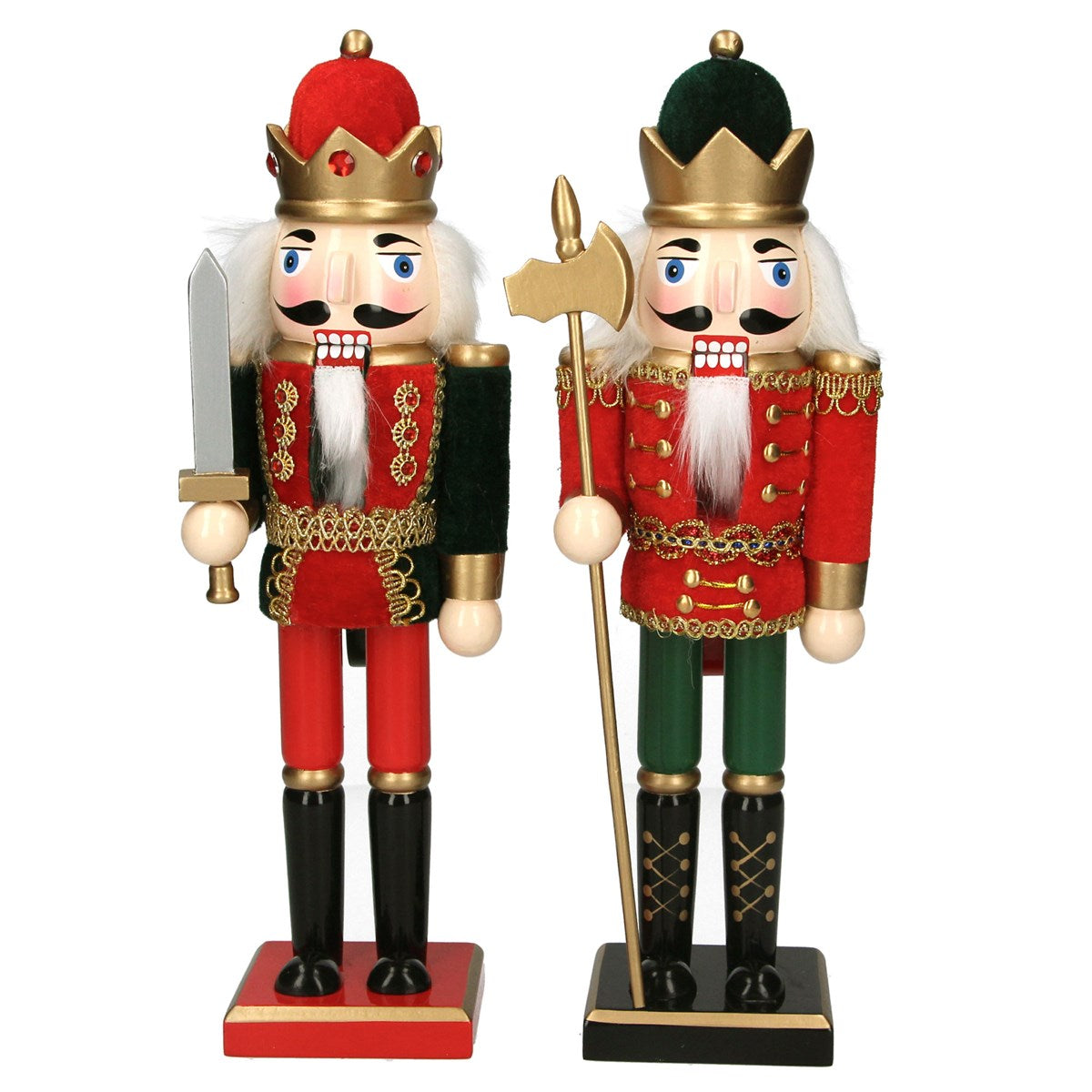 Green and Red Velvet Wooden Nutcracker Ornament