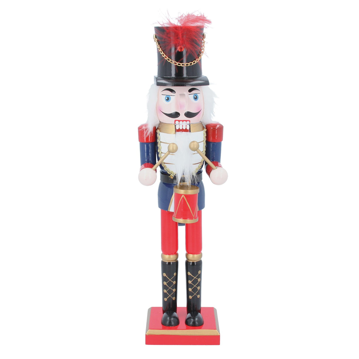 Medium Blue and Red w/ Drum Wooden Nutcracker Ornament