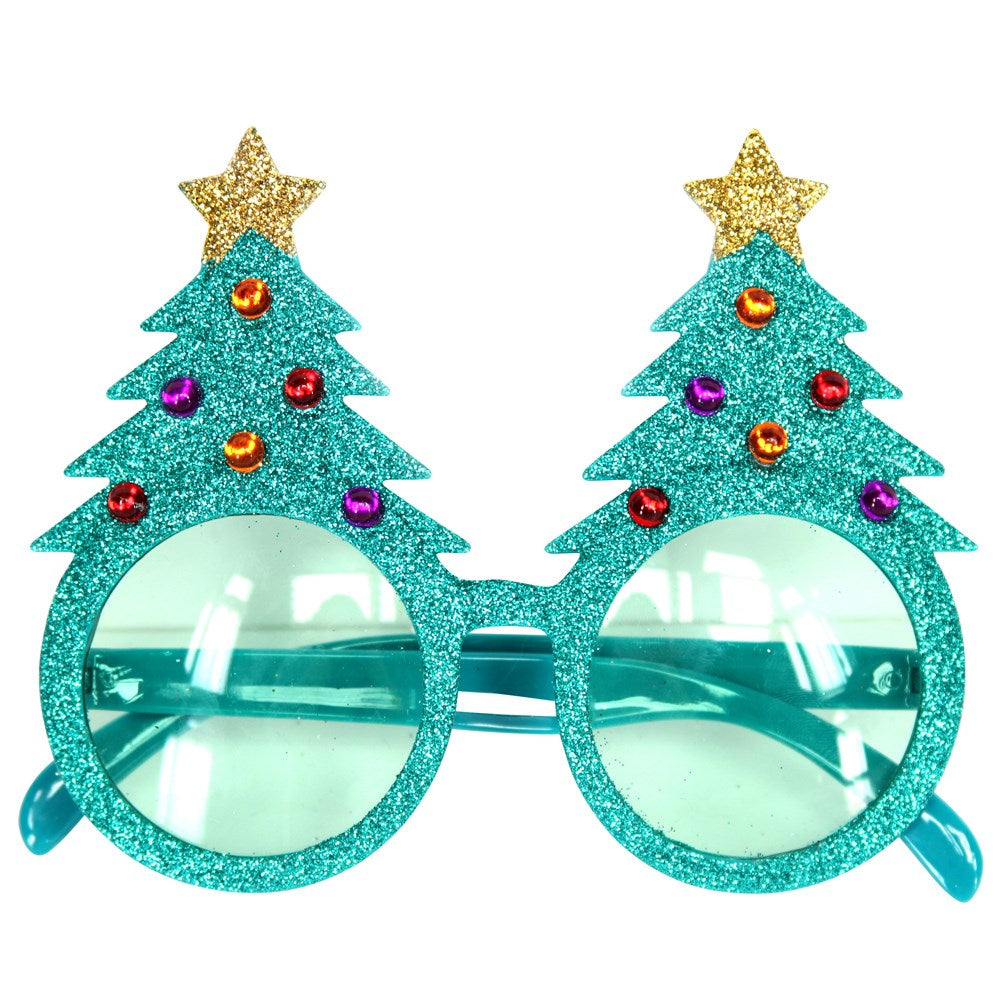 Glitter Christmas Tree Glasses